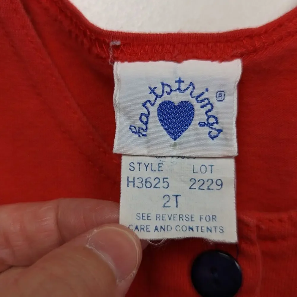 Vintage Hartstrings Romper Girls Size 18-24m Red Shortalls